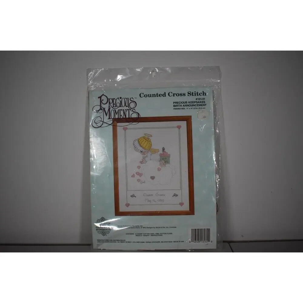 Precious Moments 1993 Counted Cross Stitch Birth‎ Announcement #131-31 Keepsakes